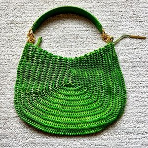 Elliott Luca green leather crochet shoulder bag